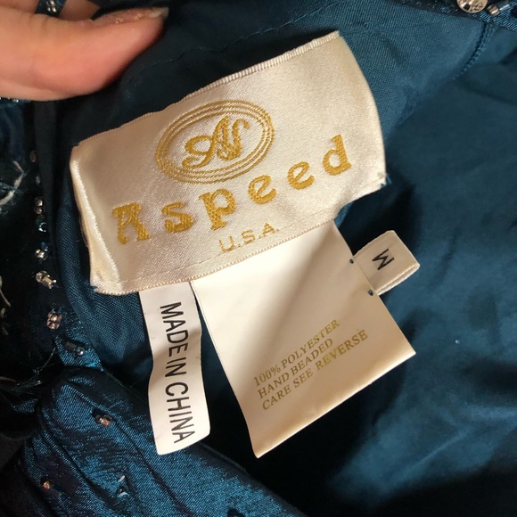 Aspeed Turquoise One Shoulder Homecoming Dress - Picture 7 of 8